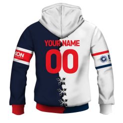 Alternative view of NRL Sydney Roosters Custom Name Number 2023 Mix Jersey V2 Zip Up Hoodie