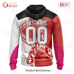 Alternative view of NRL Sydney Roosters Custom Name Number Fight Cancer Zip Up Hoodie