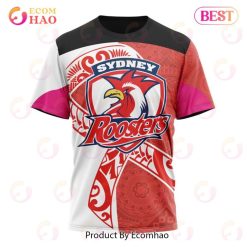 NRL Sydney Roosters Custom Name Number Fight Cancer T-Shirt