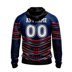 Alternative view of NRL Sydney Roosters Custom Name Number Indigenous Mascot Pullover Hoodie