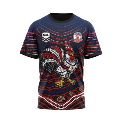 NRL Sydney Roosters Custom Name Number Indigenous Mascot T-Shirt