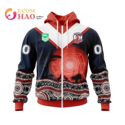 NRL Sydney Roosters Custom Name Number Nature Jesey Zip Up Hoodie