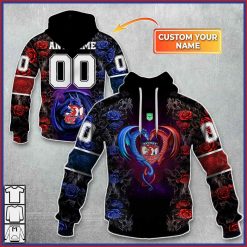 NRL Sydney Roosters Custom Name Number Rose Dragon Pullover Hoodie