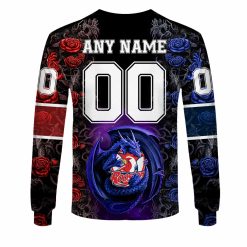 Alternative view of NRL Sydney Roosters Custom Name Number Rose Dragon Sweatshirt