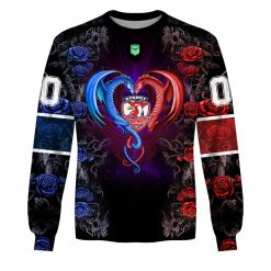NRL Sydney Roosters Custom Name Number Rose Dragon Sweatshirt