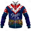 NRL Sydney Roosters Custom Name Number The Simpsons 2020 Jersey Zip Up Hoodie