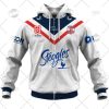 NRL Sydney Roosters Custom Name Number White 2022 Away Jersey Zip Up Hoodie