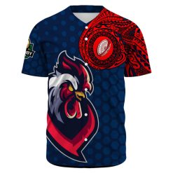 Alternative view of NRL Sydney Roosters Custom Text Polynesian Tattoo Baseball Jersey