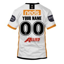 Alternative view of NRL Wests Tigers Custom Name Number 2019 Away Jersey T-Shirt