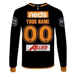 Alternative view of NRL Wests Tigers Custom Name Number 2020 Home Jersey Sweatshirt