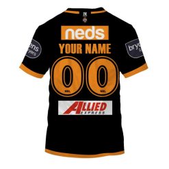 Alternative view of NRL Wests Tigers Custom Name Number 2020 Home Jersey T-Shirt