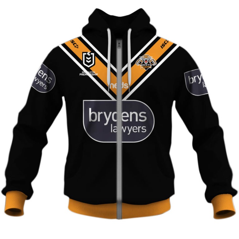NRL Wests Tigers Custom Name Number 2020 Home Jersey Zip Up Hoodie