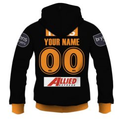 Alternative view of NRL Wests Tigers Custom Name Number 2020 Home Jersey Zip Up Hoodie