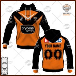 NRL Wests Tigers Custom Name Number 2022 Away Jersey Pullover Hoodie