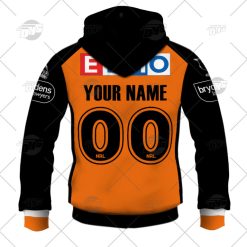 Alternative view of NRL Wests Tigers Custom Name Number 2022 Away Jersey Zip Up Hoodie