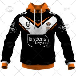 Alternative view of NRL Wests Tigers Custom Name Number 2022 Home Jersey Pullover Hoodie