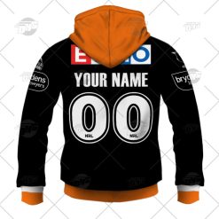 Alternative view of NRL Wests Tigers Custom Name Number 2022 Home Jersey Zip Up Hoodie