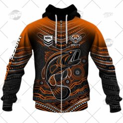 NRL Wests Tigers Custom Name Number 2022 Indigenous 2022 Fishing Jersey Zip Up Hoodie