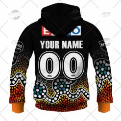 Alternative view of NRL Wests Tigers Custom Name Number 2022 Runout Tee Jersey Zip Up Hoodie