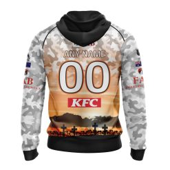 Alternative view of NRL Wests Tigers Custom Name Number 2023 ANZAC Day Jersey Pullover Hoodie