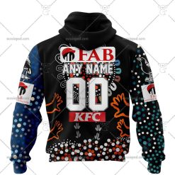 Alternative view of NRL Wests Tigers Custom Name Number 2023 Indigenous Jersey Zip Up Hoodie