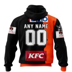 Alternative view of NRL Wests Tigers Custom Name Number 2023 Mix Jersey Pullover Hoodie