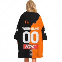 Alternative view of NRL Wests Tigers Custom Name Number 2023 Mix Jersey V2 Fleece Oodie