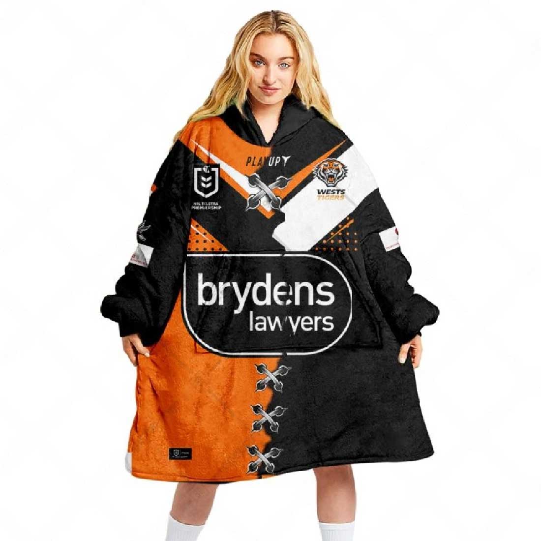 NRL Wests Tigers Custom Name Number 2023 Mix Jersey V2 Fleece Oodie