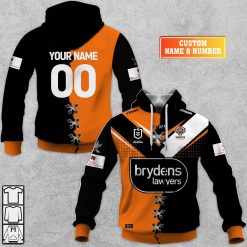 NRL Wests Tigers Custom Name Number 2023 Mix Jersey V2 Pullover Hoodie