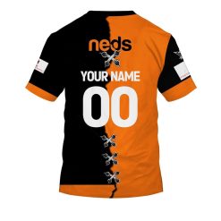 Alternative view of NRL Wests Tigers Custom Name Number 2023 Mix Jersey V2 T-Shirt