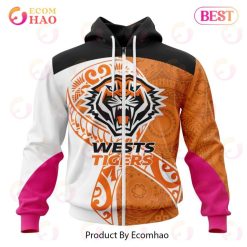 NRL Wests Tigers Custom Name Number Fight Cancer Zip Up Hoodie