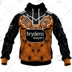 Alternative view of NRL Wests Tigers Custom Name Number On Field Indigenous Jersey 2021 Pullover Hoodie
