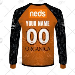 Alternative view of NRL Wests Tigers Custom Name Number On Field Indigenous Jersey 2021 Sweatshirt
