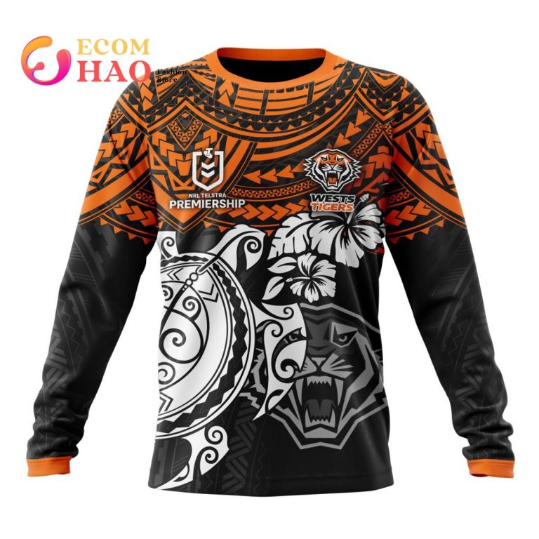 NRL Wests Tigers Custom Name Number Polynesian Sweatshirt