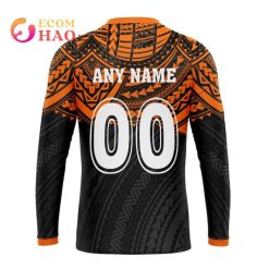 Alternative view of NRL Wests Tigers Custom Name Number Polynesian Sweatshirt