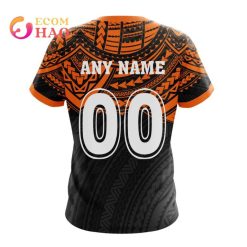 Alternative view of NRL Wests Tigers Custom Name Number Polynesian T-Shirt