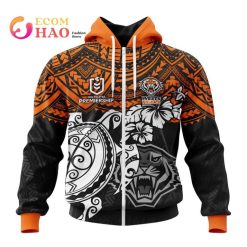 NRL Wests Tigers Custom Name Number Polynesian Zip Up Hoodie