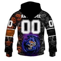Alternative view of NRL Wests Tigers Custom Name Number Rose Dragon Zip Up Hoodie