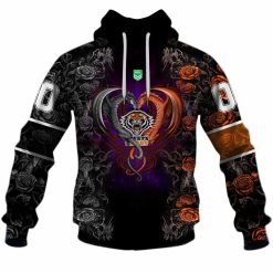 Alternative view of NRL Wests Tigers Custom Name Number Rose Dragon Pullover Hoodie
