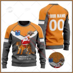 NRL Wests Tigers Custom Name Number Vintage Jersey Ugly Christmas Sweater