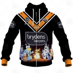 NRL Wests Tigers Custom Name Number x Bluey Jersey 2020 Zip Up Hoodie