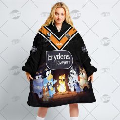 NRL Wests Tigers Custom Name Number x Bluey Jersey Fleece Oodie