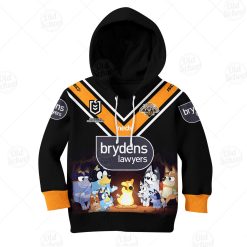 NRL Wests Tigers Custom Name Number x Bluey Jersey Kids Pullover Hoodie