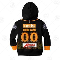 Alternative view of NRL Wests Tigers Custom Name Number x Bluey Jersey Kids Pullover Hoodie