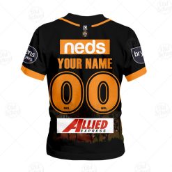 Alternative view of NRL Wests Tigers Custom Name Number x Bluey Jersey Kids T-Shirt