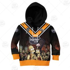Alternative view of NRL Wests Tigers Custom Name Number x The Simpsons 2020 Halloween Jersey Kids Pullover Hoodie