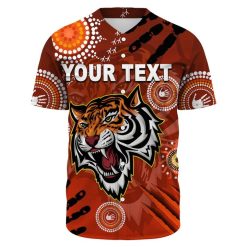 Alternative view of NRL Wests Tigers Custom Text Indigenous Vibes Baseball Jersey