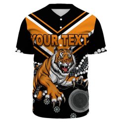 Alternative view of NRL Wests Tigers Custom Text Original Indigenous Baseball Jersey