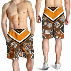 Alternative view of NRL Wests Tigers Indigenous Orange Men Beach Shorts