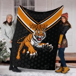 Alternative view of NRL Wests Tigers Mascot Fleece Blanket